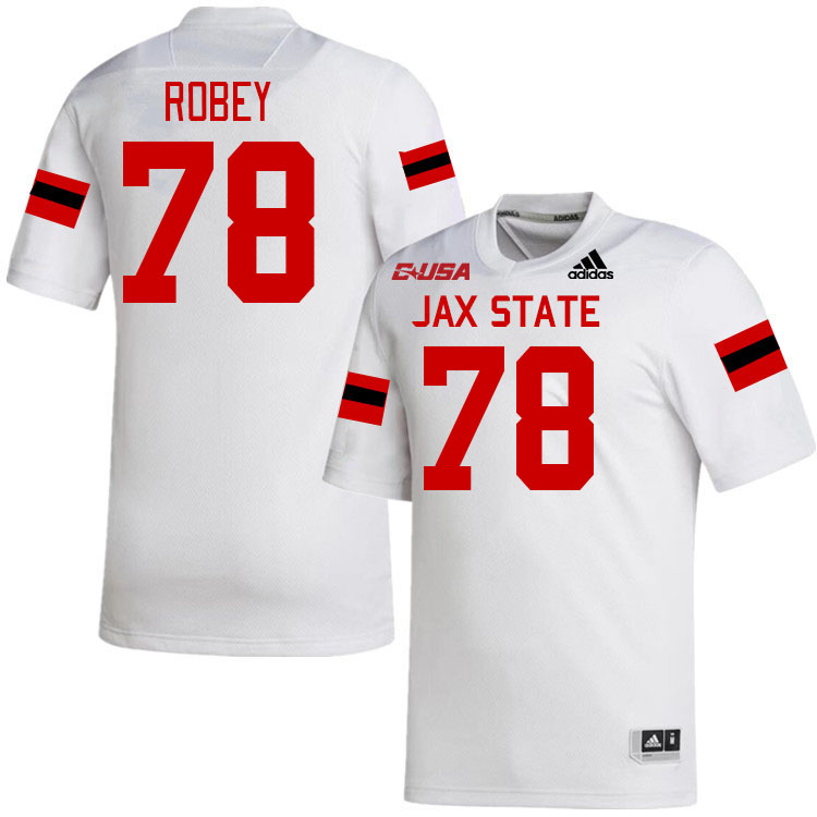 #78 Brock Robey Jacksonville State Gamecocks College Football Jerseys Stitched-White